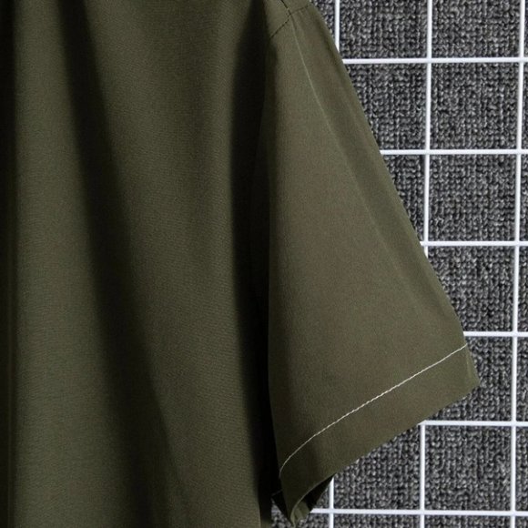 Army Green Mens Button Up Shirt - Picture 7 of 7